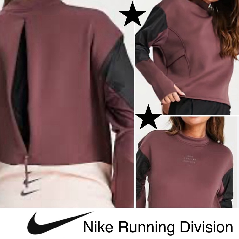 🍆🏃‍♀️Nike Running Division Breathable Crewneck—Eggplant Purple-Black-Peach | M